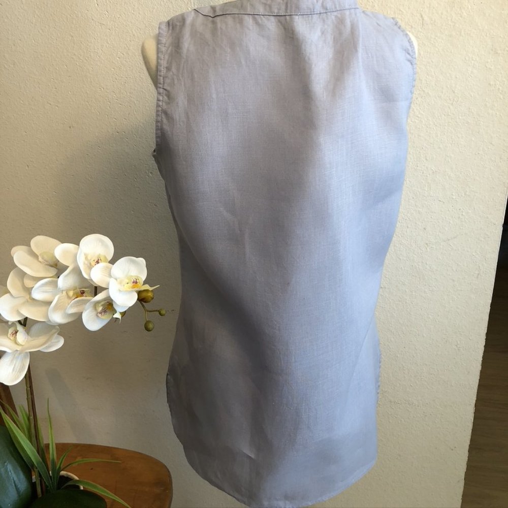 Ellen Tracy, Sz S, Blue Linen, Tassel Zip Front - Picture 5 of 5